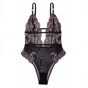 Adore Me Black and Pink Lace Chemise